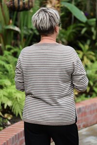 White On Black Stripe Crew