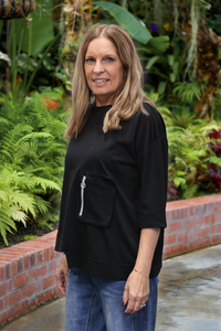 White On Black Zip Pocket Top