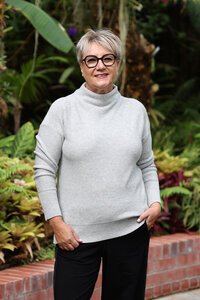 White On Black Funnel Neck Jumper