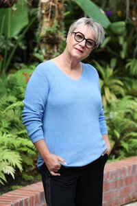 White On Black V Neck Jumper