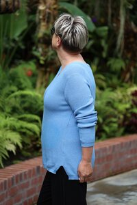 White On Black V Neck Jumper