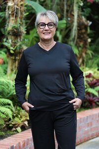 White On Black V Rouche Side Top