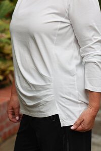 White On Black V Rouche Side Top