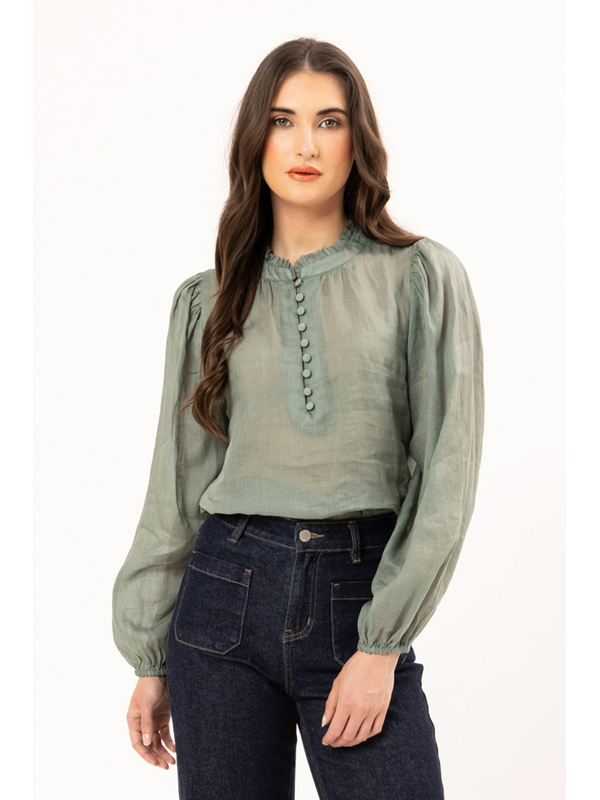 Leila + Luca Seafoam Romance Blouse