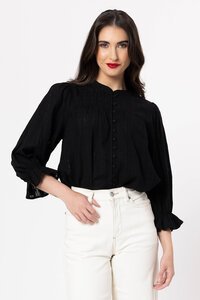 Seeking Lola Black Textured Celia Blouse