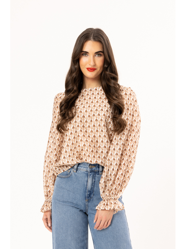 Seeking Lola Chestnut Geo Harper Top