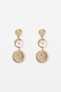 Stella + Gemma Gold Triple Medalion Earring