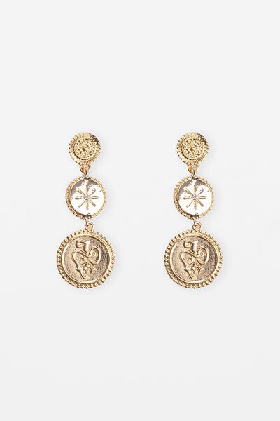 Stella + Gemma Gold Triple Medalion Earring-accessories-Hello Cyril.