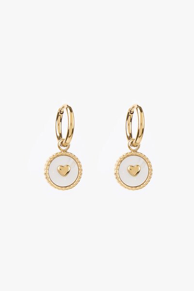 Stella + Gemma Round Shell Heart Earring-accessories-Hello Cyril.