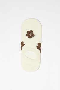 Stella + Gemma White and Chocolate Flower Socks