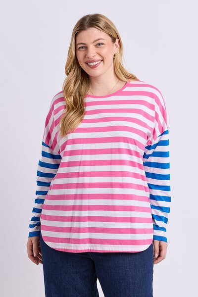Elm Rouge Stripe Long Sleeve Tee-shop-by-style-Hello Cyril.