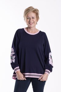 Jellicoe Team Sweater Navy/Pink Flower