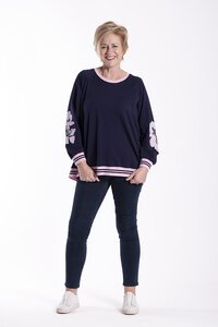 Jellicoe Team Sweater Navy/Pink Flower