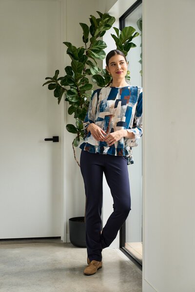 Esplanade Plain Pull on Slim Trousers-shop-by-style-Hello Cyril.