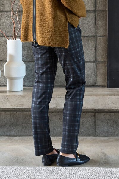 Esplanade Pull on Slim Check Trousers-shop-by-style-Hello Cyril.