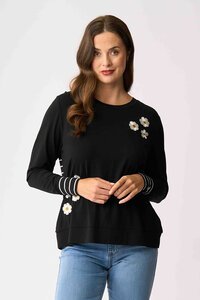 Foil Daisies Stripe Cuff Top