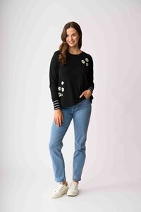 Foil Daisies Stripe Cuff Top