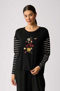 Foil Floral Bee Drop Shoulder Top