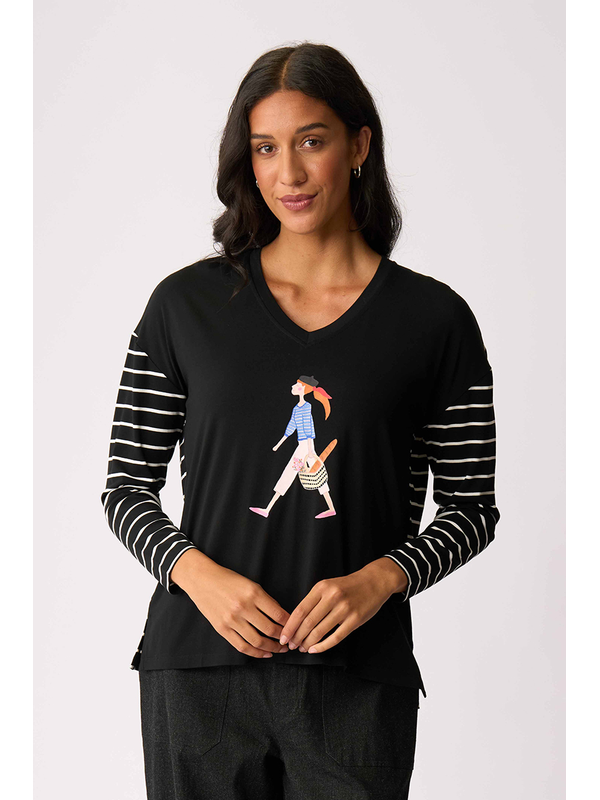 Foil French Stroll Combo Print Top