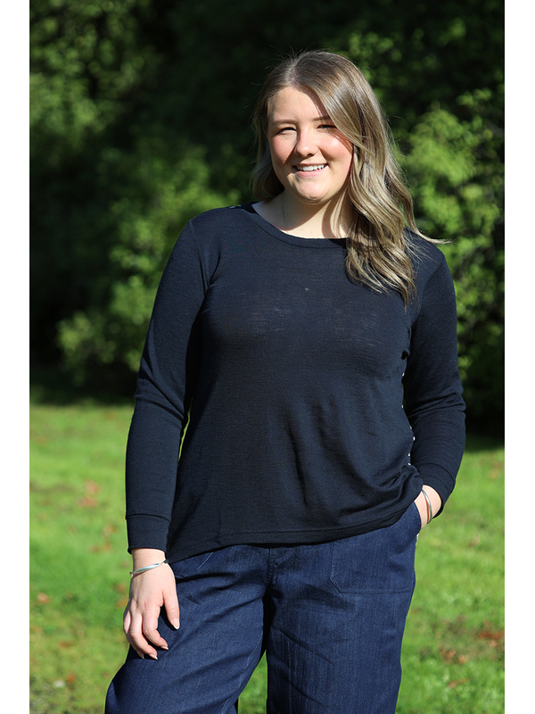 Foil Back Placket Swing Merino Jumper