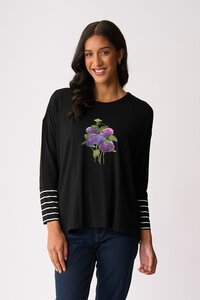 Foil Hydrangea Blocked Stripe Top