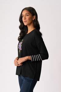 Foil Hydrangea Blocked Stripe Top