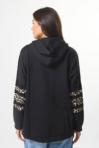 Stella + Gemma Newport Black Leopard Icon Stripe Hoodie