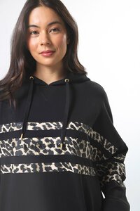 Stella + Gemma Newport Black Leopard Icon Stripe Hoodie