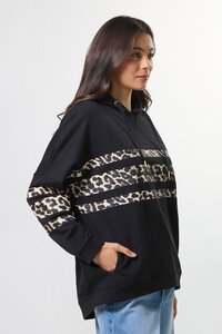 Stella + Gemma Newport Black Leopard Icon Stripe Hoodie