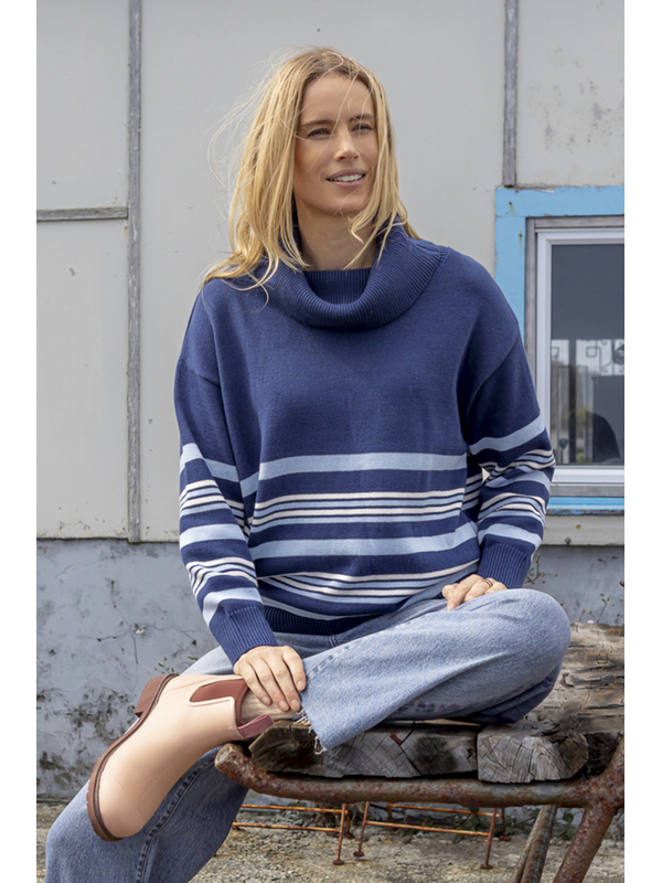 Elm Striped Roll Neck Sweater