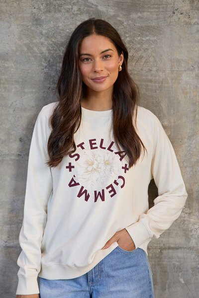 Stella + Gemma Classic Sweat Cream Burgandy Rotation-shop-by-style-Hello Cyril.