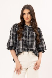 Seeking Lola Blue Check Celia Blouse