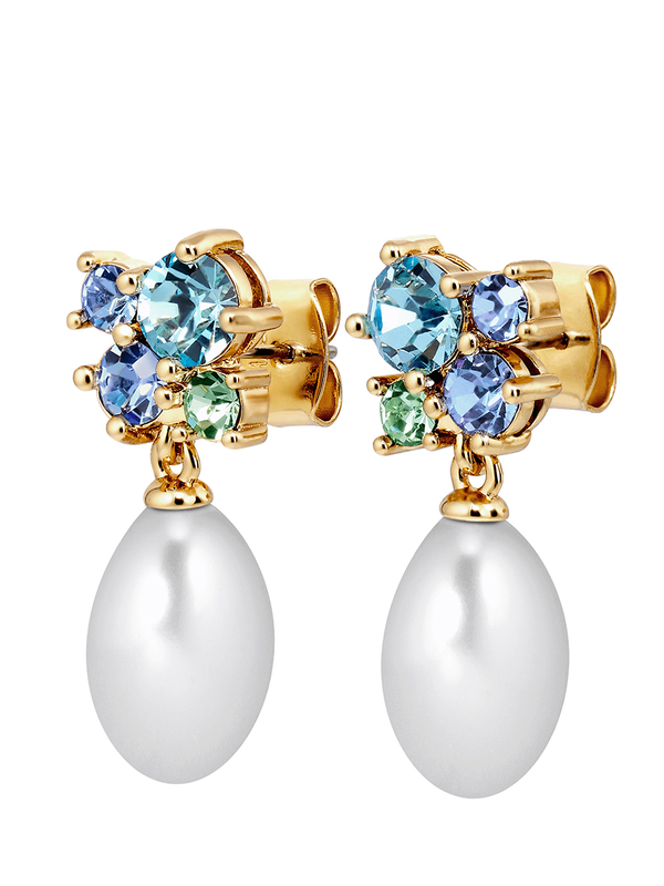 Dyrberg Kern Petun Gold Aqua Pearl Earrings