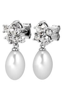 Dyrberg Kern Petun Silver Crystal Pearl Earrings