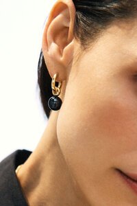 Edblad Aura Hoops Large Black Gold Earrings