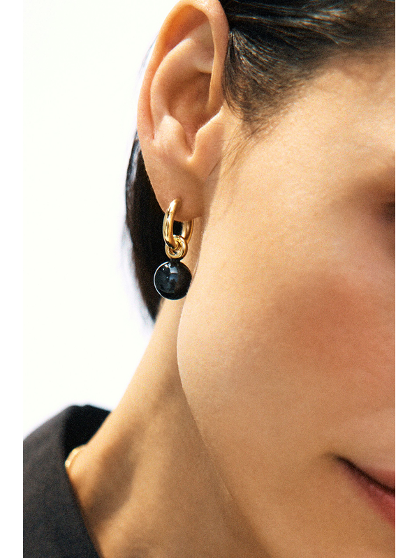 Edblad Aura Hoops Large Black Gold Earrings