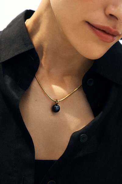 Edblad Aura Large Black Gold Necklace-accessories-Hello Cyril.