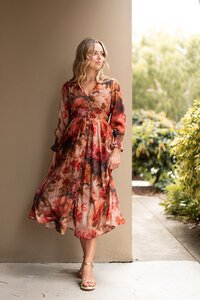 Fria The Label Vintage Peony Button Through Dress