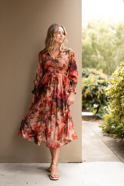 Fria The Label Vintage Peony Button Through Dress-shop-by-label-Hello Cyril.