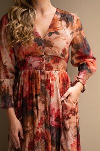Fria The Label Vintage Peony Button Through Dress