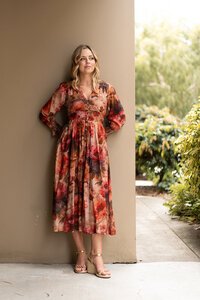 Fria The Label Vintage Peony Button Through Dress