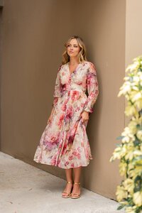 Fria The Label Vintage Peony Button Through Dress