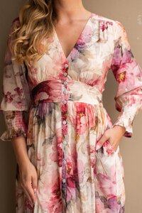 Fria The Label Vintage Peony Button Through Dress