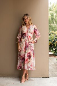 Fria The Label Vintage Peony Button Through Dress