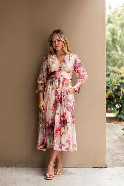 Fria The Label Vintage Peony Button Through Dress-shop-by-label-Hello Cyril.