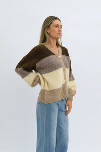 Worthier Earth Mix Wool Blend Gold Button Cardigan 