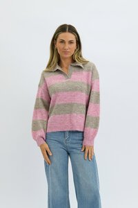 Worthier Mara Stripe Polo Knit