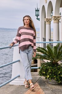 Worthier Mika Wool Blend Relaxed Fit Stripe Knit
