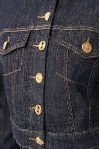 Joseph Ribkoff Statement Button Cropped Denim Jacket