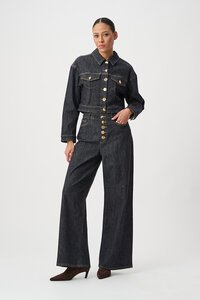 Joseph Ribkoff Statement Button Cropped Denim Jacket
